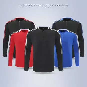 Мужской облегающий быстросохнущий футбольный тренировочный костюм с длинным рукавом и застежкой-молнией и пуловер для бега XXL