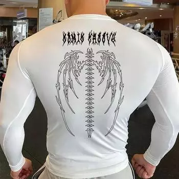 Мужской облегающий летний быстросохнущий фитнес-костюм, высокоэластичный тренировочный костюм с короткими рукавами, впитывающий пот, спортивная одежда для активного отдыха S