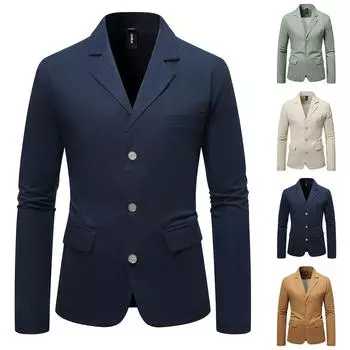 Мужской однобортный британский модный повседневный пиджак молодежный костюм L бежевый