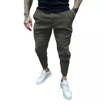 Мужской однотонный комбинезон на шнурке Мужские повседневные брюки на шнурке L армия зеленый