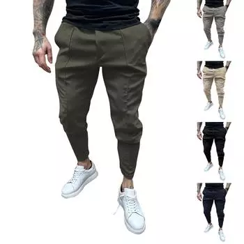 Мужской однотонный комбинезон на шнурке Мужские повседневные брюки на шнурке L армия зеленый