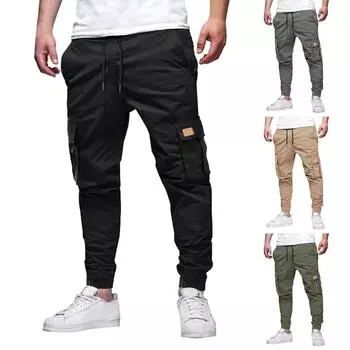 Мужской однотонный комбинезон с несколькими карманами и шнурком Мужской повседневный комбинезон с шнурком L армия зеленый