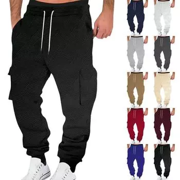 Мужской однотонный комбинезон с несколькими карманами и шнурком Мужской повседневный комбинезон с шнурком L бежевый