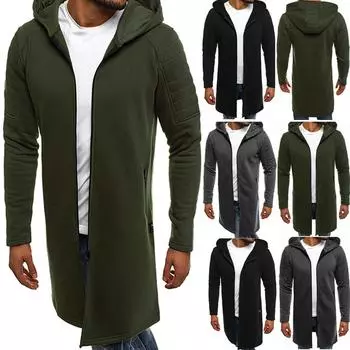 Мужской однотонный плащ с капюшоном, складной кардиган, верхняя одежда с длинными рукавами, блузка XL