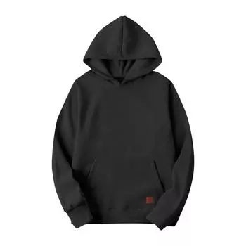 Мужской однотонный пуловер с капюшоном, с длинными рукавами и карманами, повседневная спортивная толстовка L