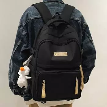 Мужской однотонный рюкзак большой емкости, школьный рюкзак для старшеклассников, дорожный рюкзак, женская сумка для компьютера чёрный