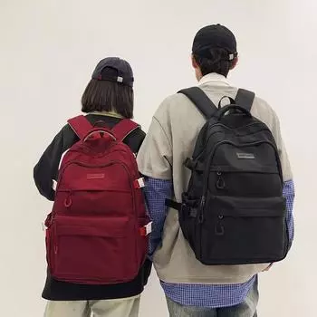Мужской однотонный рюкзак для женщин, большой емкости, легкий дорожный рюкзак, школьная сумка для школьников чёрный