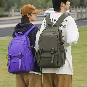 Мужской однотонный рюкзак для женщин, большой емкости, дорожный рюкзак, школьный рюкзак для школьников чёрный