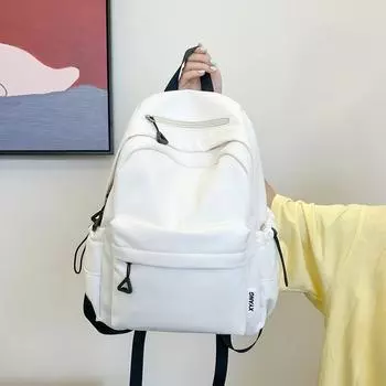 Мужской однотонный рюкзак, женский рюкзак большой емкости, школьный рюкзак для учащихся средней школы чёрный