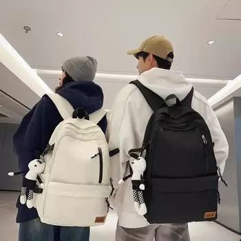 Мужской однотонный рюкзак, женский школьный рюкзак большой емкости хаки