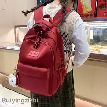 Мужской однотонный рюкзак, женский школьный рюкзак большой емкости в студенческом стиле, рюкзак для старшеклассников чёрный