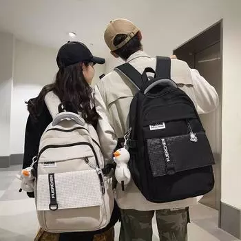 Мужской однотонный рюкзак, женский школьный рюкзак большой емкости, школьный рюкзак для старшеклассников чёрный