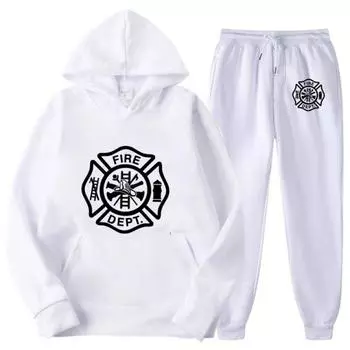 Мужской однотонный спортивный костюм пожарно-спасательного пожарного, новые повседневные мужские толстовки + брюки, спортивный костюм из двух предметов, комплект спортивной одежды унисекс L