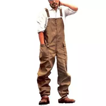 Мужской однотонный свободный повседневный рабочий комбинезон большого размера на бретелях L армия зеленый