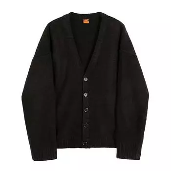 Мужской однотонный вязаный кардиган с V-образным вырезом, осень/зима 2023 г. - Куртка для пары с короткими рукавами L чёрный