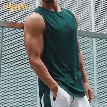 Мужской однотонный жилет из полиэстера без рукавов для фитнеса, топ L чёрный