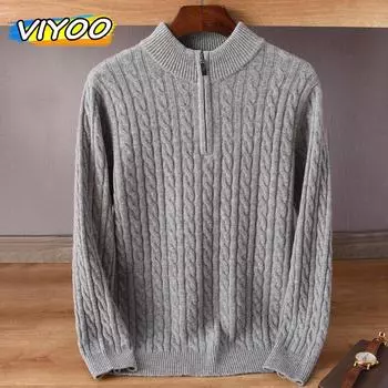 Мужской офисный трикотаж Y2K, водолазка, свитер, рубашки поло с застежкой-молнией, нижняя рубашка, верхняя куртка, пальто, пуловеры, мужские толстовки M чёрный