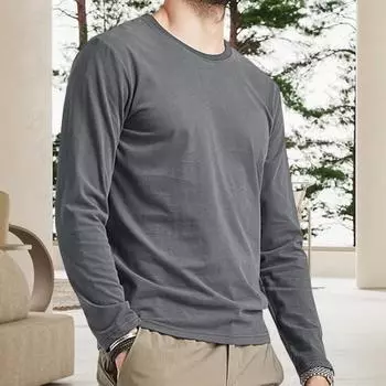 Мужской осенне-весенний топ с круглым вырезом и длинными рукавами, однотонный облегающий тонкий пуловер, футболка, повседневная спортивная домашняя одежда M синий