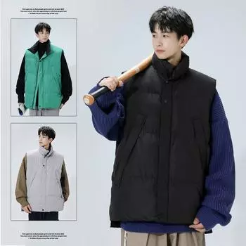 Мужской осенне-зимний хлопковый жилет в корейском стиле, модный повседневный красивый жилет, молодежный воротник-стойка, универсальный жилет, мужская куртка M