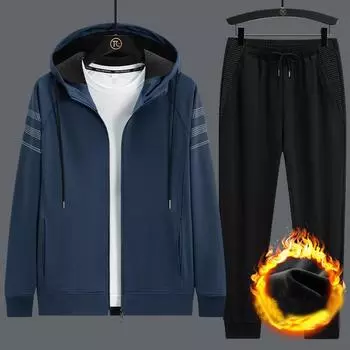 Мужской осенне-зимний кашемировый кардиган с капюшоном, пальто, спортивный костюм большого размера, повседневный трендовый свободный комплект из двух предметов для бега L белый