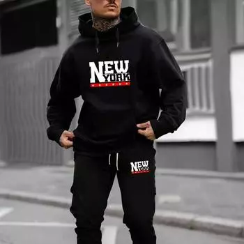 Мужской осенне-зимний комплект свитера с капюшоном XXL