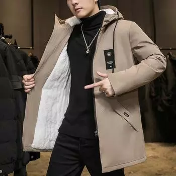 Мужской осенне-зимний модный тренд, однотонный флисовый тренчкот, мужское повседневное свободное толстое теплое пальто большого размера XXXXL чёрный