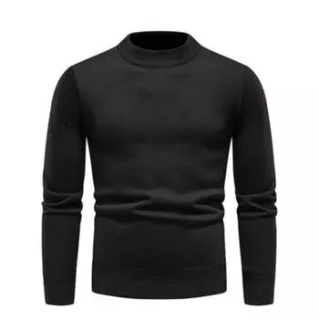 Мужской осенне-зимний мужской однотонный классический полуводолазный свитер-пуловер с низом свитера M оранжевый