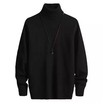 Мужской осенне-зимний нижний свитер, водолазка с длинным рукавом, однотонные вязаные топы, облегающий пуловер с утолщенной флисовой подкладкой, джемпер L кофейный