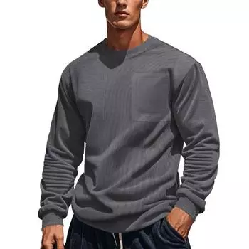 Мужской осенне-зимний новый американский вельветовый свитер с круглым вырезом, повседневный, плотный S белый