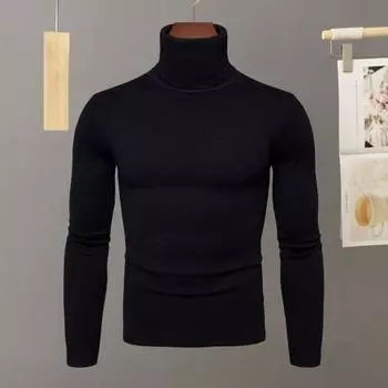 Мужской осенне-зимний облегающий топ с высоким воротником и длинными рукавами, теплый вязаный свитер больших размеров, повседневная спортивная одежда для сна M светло-серый