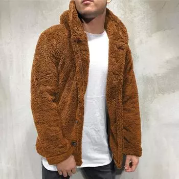 Мужской осенне-зимний однотонный кардиган, повседневная блузка, флисовые топы, пальто M серый