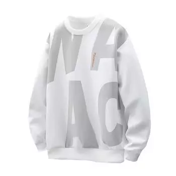 Мужской осенне-зимний повседневный свободный свитер с круглым вырезом и длинными рукавами M белый