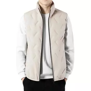 Мужской осенне-зимний повседневный жилет с воротником-стойкой, молодежный топ без рукавов с прямым подолом 5XL чёрный