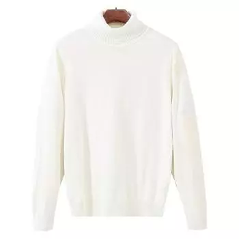 Мужской осенне-зимний пуловер, свитер, водолазка с длинным рукавом, вязаные топы, однотонный трикотаж, термотопы M чёрный