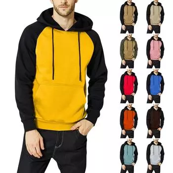 Мужской осенне-зимний ретро-богемный принт в стиле пэчворк, контрастный лоскутный свободный пуловер с капюшоном L