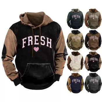 Мужской осенне-зимний свитер контрастного цвета с длинными рукавами и капюшоном, свободный пуловер с капюшоном XXXL тёмно-синий