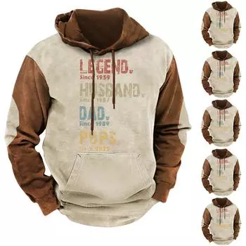 Мужской осенне-зимний свитер контрастного цвета с длинными рукавами и капюшоном, свободный пуловер с капюшоном L киноварь