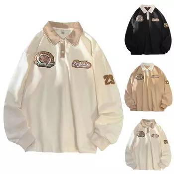 Мужской осенне-зимний свитер с круглым вырезом и длинными рукавами с принтом и футболкой