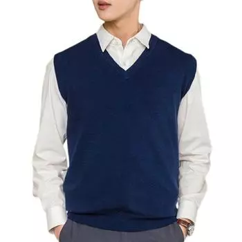 Мужской осенне-зимний утолщенный теплый вязаный жилет с v-образным вырезом, удобные теплые жилеты без рукавов больших размеров XS