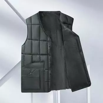 Мужской осенне-зимний жилет, мужской флисовый легкий утепленный жилет, безрукавка, теплое пальто, жилет, размер плюс 5Xl 3XL темно-зеленого