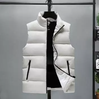 Мужской осенне-зимний жилет, утепленный жилет без рукавов с воротником-стойкой, застежка-молния, защита шеи, ветрозащитный жилет 2XL чёрный