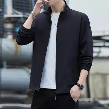Мужской осенний новый простой однотонный ветрозащитный топ с воротником-стойкой, молодежное модное повседневное универсальное пальто XL
