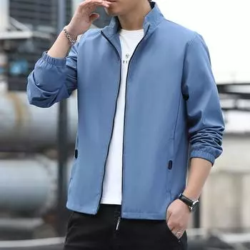 Мужской осенний новый простой однотонный ветрозащитный топ с воротником-стойкой, молодежное модное повседневное универсальное пальто M