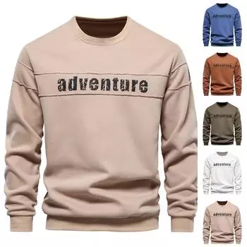 Мужской осенний однотонный свитер с длинным рукавом, мужской свободный однотонный свитер с круглым вырезом XL