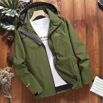 Мужской осенний уличный костюм для альпинизма больших размеров, тонкий, водонепроницаемый и ветрозащитный, большой размер, одно пальто L серый