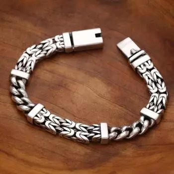 Мужской персонализированный браслет с пряжкой Peace Pattern в этническом стиле в стиле ретро, многоэлементный браслет-цепочка Tank 22cm