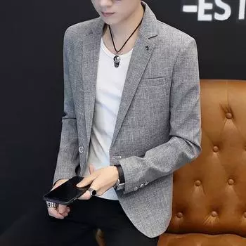 Мужской персонализированный модный брендовый костюм, молодежный весенне-осенний сезон, красивый тонкий повседневный маленький костюм, светлое цветное верхнее пальто M