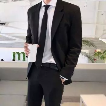 Мужской пиджак, деловой стиль, черный пиджак с галстуком и карманами, большой размер, отложной воротник, однобортный, для офиса, свадьбы, деловой поездки, одежда 4XL чёрный