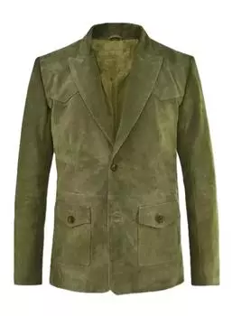 Мужской пиджак из замши оливково-зеленого цвета, ручная работа, натуральная кожа, овчина, формальный, стильный S оливковое зеленый