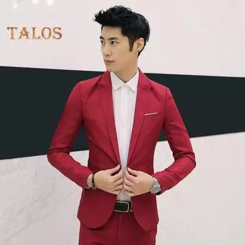 Мужской пиджак, приталенный, однотонный, деловой пиджак, на одной пуговице, с карманами для свадьбы, офиса, вечеринки M серый